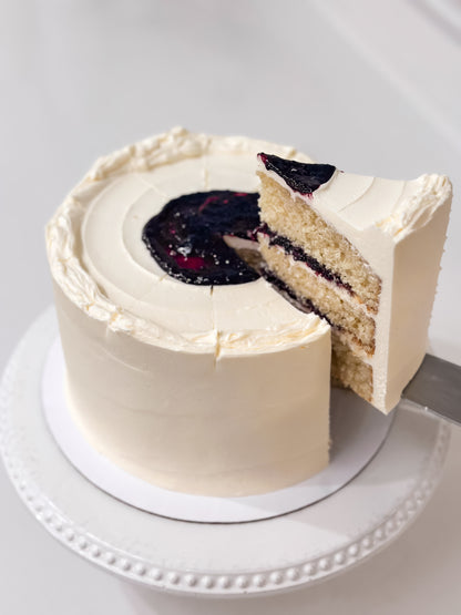 Vanilla Cake with Raspberry Preserves